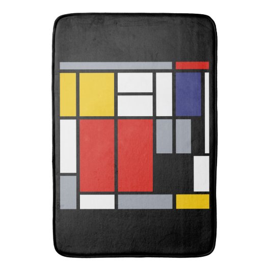 Piet Mondriaan, samengesteld met grote rode vlakte Badmat (Voorkant Verticaal)