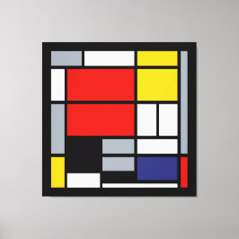 Piet Mondriaan, samengesteld met grote rode vlakte Canvas Afdruk