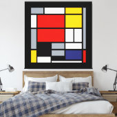 Piet Mondriaan, samengesteld met grote rode vlakte Canvas Afdruk (Insitu (Slaapkamer))