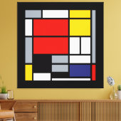 Piet Mondriaan, samengesteld met grote rode vlakte Canvas Afdruk (Insitu (Woonkamer))