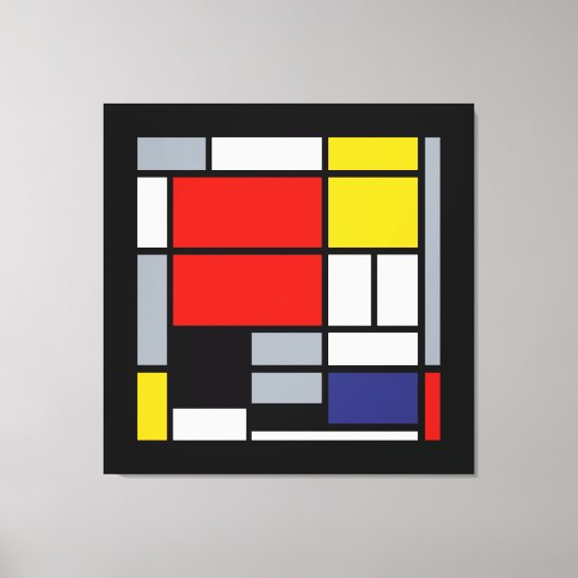 Piet Mondriaan, samengesteld met grote rode vlakte Canvas Afdruk (Voorkant)