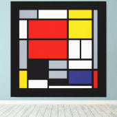 Piet Mondriaan, samengesteld met grote rode vlakte Canvas Afdruk (Insitu (Houten vloer))