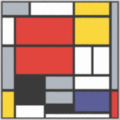 Piet Mondriaan, samengesteld met grote rode vlakte Sticker (Voorkant)