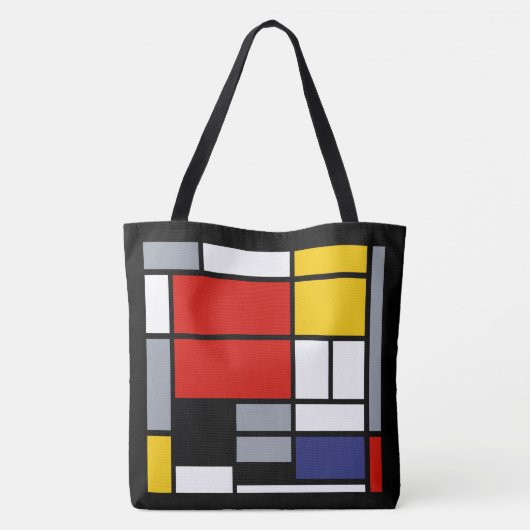 Piet Mondriaan, samengesteld met grote rode vlakte Tote Bag (Achterkant)