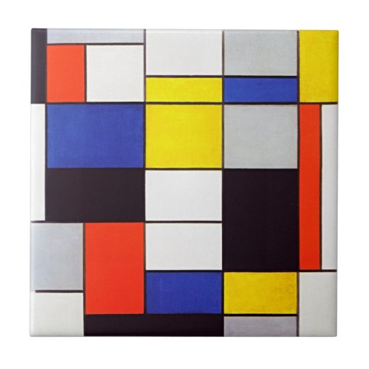 Piet Mondriaan's Compositie A - Digitaal verbeterd Tegeltje (Voorkant)