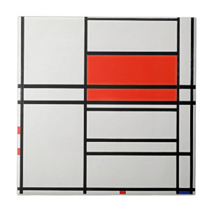 Piet Mondriaan's Compositie nr. 4 - Levendige kuns Tegeltje