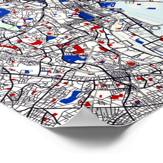 Piet Mondriaanse kaart van Tokio Poster (Hoek)