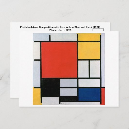 Piet Mondrian Abstract Briefkaart (Voorkant / Achterkant)