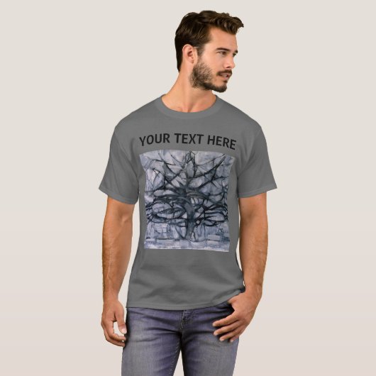 Piet Mondrian Abstract Gray Tree Custom T-shirt (Voorkant volledig)