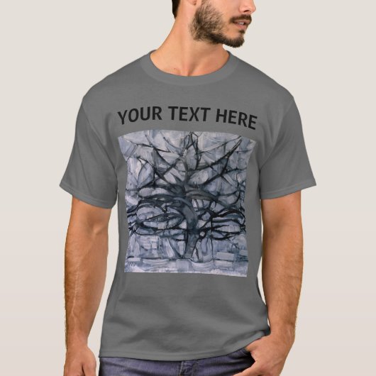 Piet Mondrian Abstract Gray Tree Custom T-shirt (Voorkant)