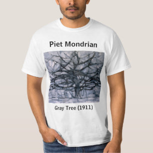 Piet Mondrian Abstract Gray Tree T-shirt