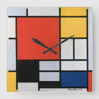 Piet Mondrian Abstract Vierkante Klok