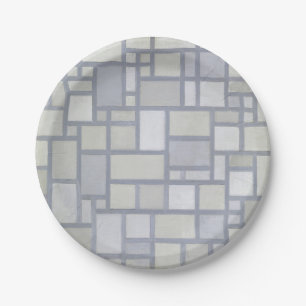 Piet Mondrian Abstracte Geometrische Grijze Raster Papieren Bordje