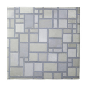 Piet Mondrian Abstracte Geometrische Grijze Raster Tegeltje