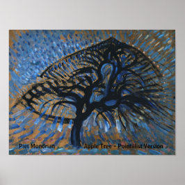 Piet Mondrian Apple Tree Pointillist versie Poster