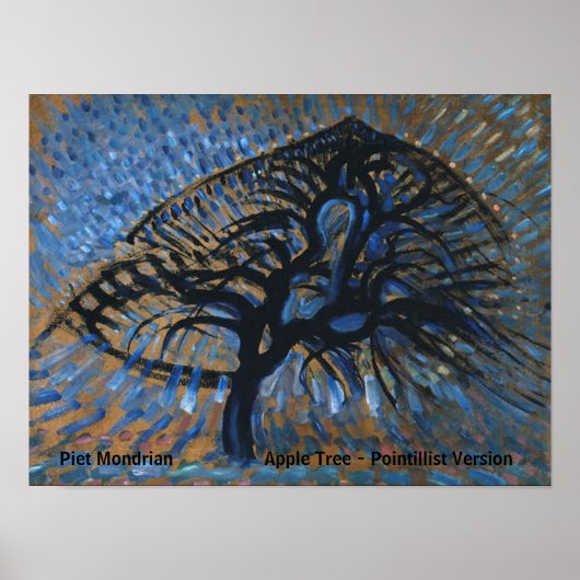 Piet Mondrian Apple Tree Pointillist versie Poster (Voorkant)