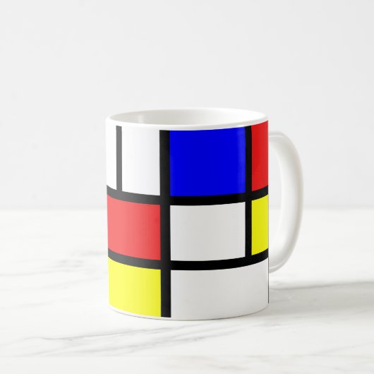 Piet Mondrian Art Style Modern Bright Add Name Koffiemok (Voorkant rechts)