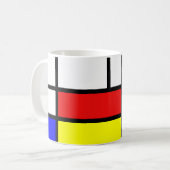Piet Mondrian Art Style Modern Bright Add Name Koffiemok (Voorkant links)