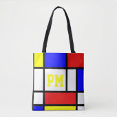 Piet Mondrian Art Style Modern Bright Initialen Tote Bag (Voorkant)