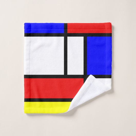 Piet Mondrian Art Style Modern Bright kleuren Bad Handdoek (Wasdoekje)