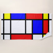 Piet Mondrian Art Style Modern Bright kleuren Strandlaken (Voorkant)