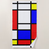 Piet Mondrian Art Style Modern Bright kleuren Strandlaken (Voorkant)