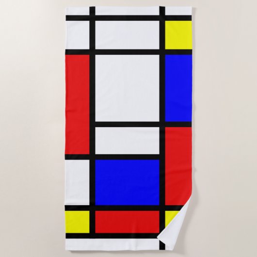 Piet Mondrian Art Style Modern Bright kleuren Strandlaken (Voorkant)