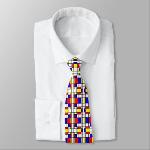 Piet Mondrian Art Style Modern Bright kleuren Stropdas