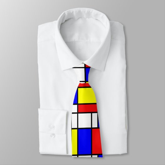 Piet Mondrian Art Style Modern Bright kleuren Stropdas (Gebonden)