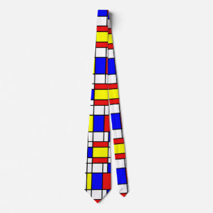 Piet Mondrian Art Style Modern Bright kleuren Stropdas