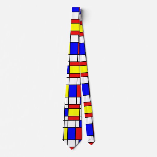 Piet Mondrian Art Style Modern Bright kleuren Stropdas (Voorkant)