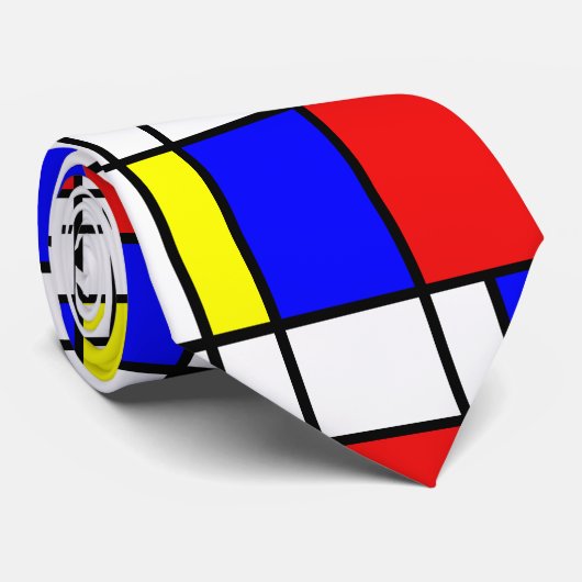 Piet Mondrian Art Style Modern Bright kleuren Stropdas (Opgerold)