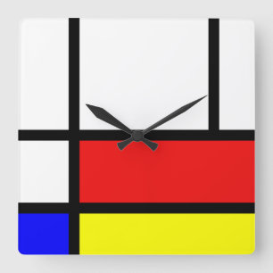 Piet Mondrian Art Style Modern Bright kleuren Vierkante Klok