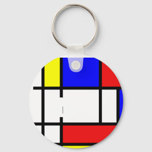 Piet Mondrian Art Style Modern Bright Monogram toe Sleutelhanger