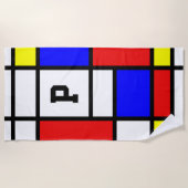 Piet Mondrian Art Style Modern Bright Monogrammen Strandlaken (Voorkant)