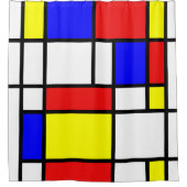 Piet Mondrian Art Style Modern Helderkleurig Douchegordijn (Voorkant)