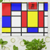 Piet Mondrian Art Style Modern Helderkleurig Theedoek (Gevouwen)