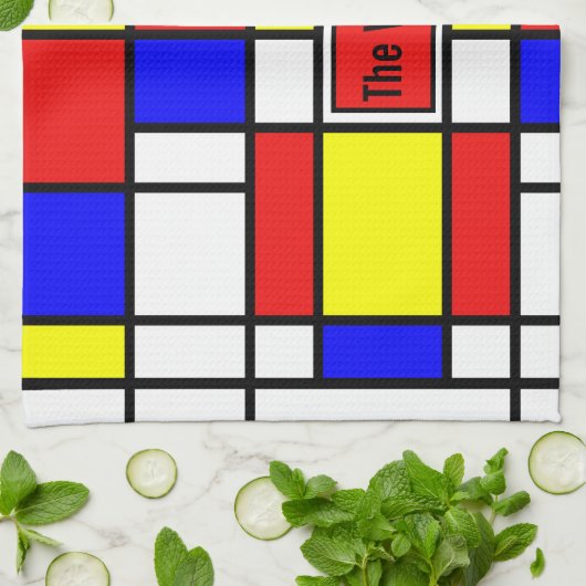 Piet Mondrian Art Style Modern Helderkleurig Theedoek (Gevouwen)