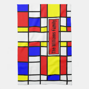Piet Mondrian Art Style Modern Helderkleurig Theedoek