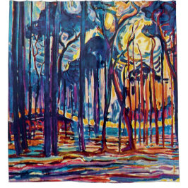 Piet Mondrian - Bossen bij Oele Fijne Kunst Schild Douchegordijn