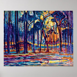 Piet Mondrian - Bossen bij Oele Fijne Kunst Schild Poster