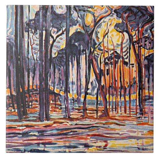 Piet Mondrian, bossen bij Oele, Tegeltje (Voorkant)