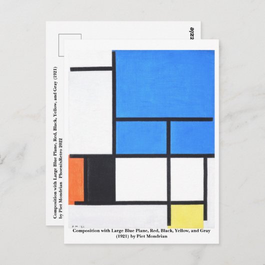 Piet Mondrian Briefkaart (Voorkant / Achterkant)