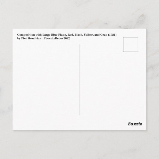 Piet Mondrian Briefkaart (Achterkant)