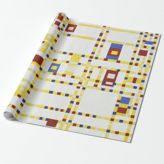 Piet Mondrian Broadway Boogie Woogie Abstracte Kun Cadeaupapier (Uitgerold)