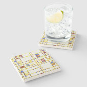 Piet Mondrian Broadway Boogie Woogie Abstracte Kun Stenen Onderzetter (Zijkant)