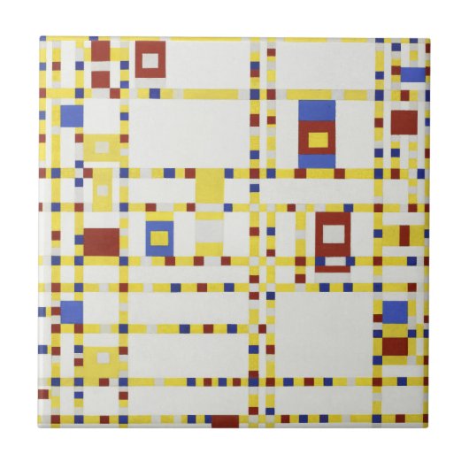 Piet Mondrian Broadway Boogie Woogie Abstracte Kun Tegeltje (Voorkant)