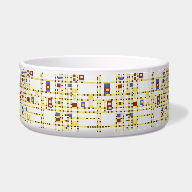 Piet Mondrian Broadway Boogie Woogie Abstracte Kun Voerbakje (Voorkant)