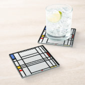 Piet Mondrian, Compositie 10 Glazen Onderzetter (Schuin)