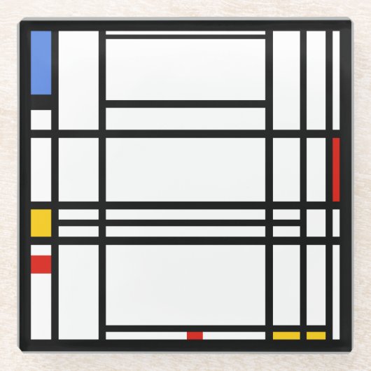 Piet Mondrian, Compositie 10 Glazen Onderzetter (Voorkant)